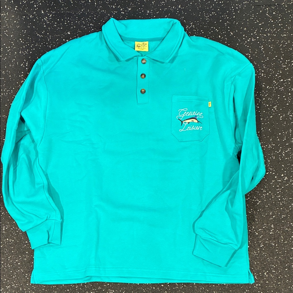 Duvin Teal Long Sleeve Polo sweatshirt